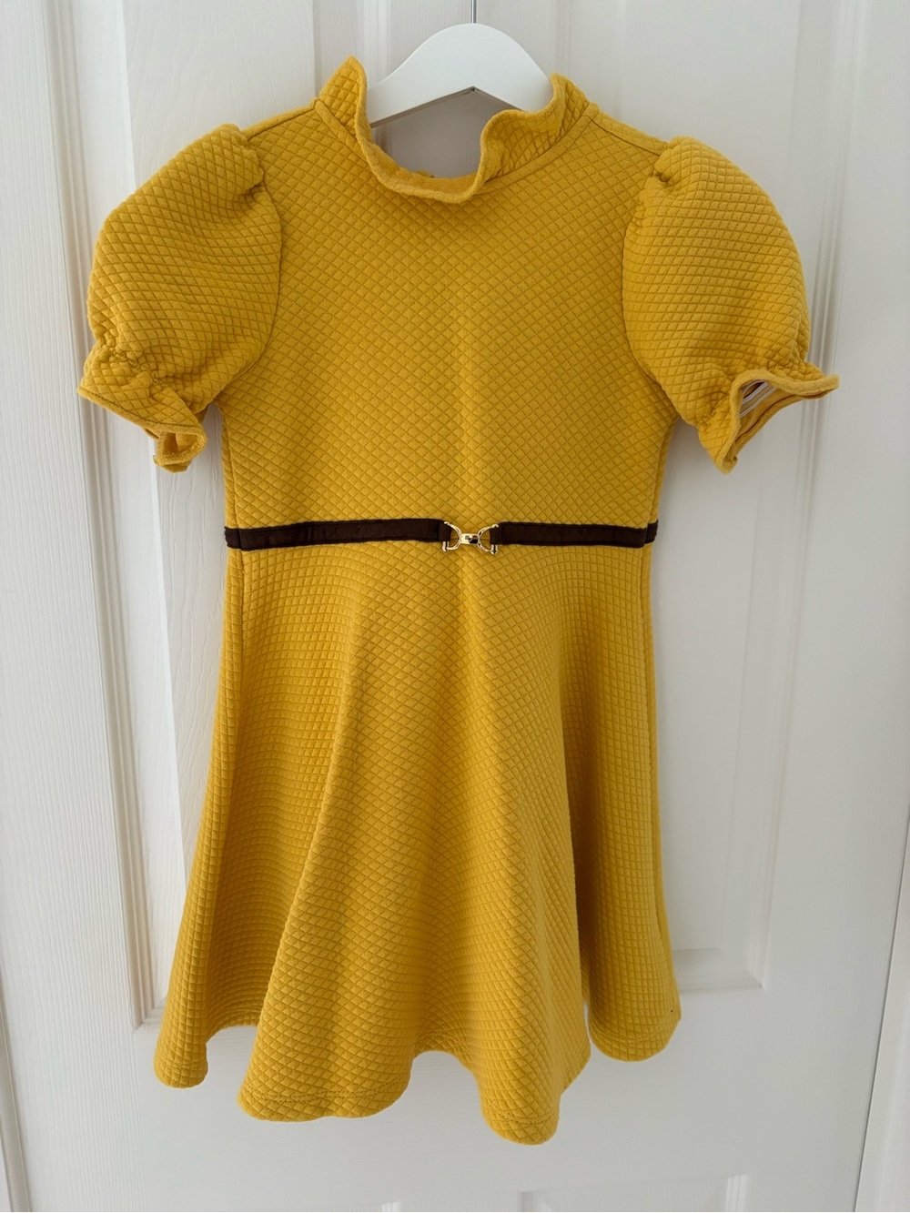 Janie and Jack Mustard Yellow Puff Sleeve Dress with Belt 5